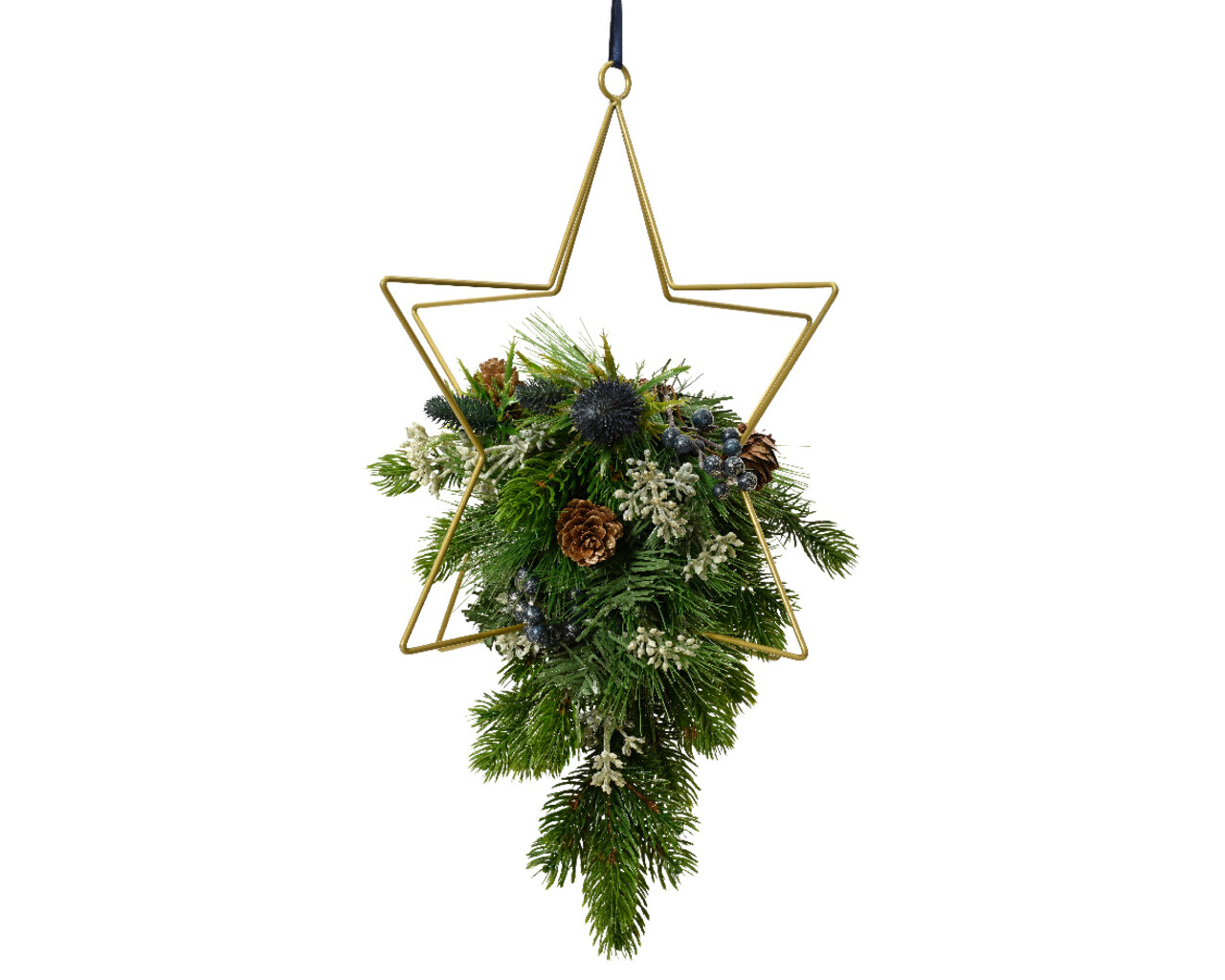 Decoratiune suspendabila Star, Everlands, D27x45 cm, PVC/metal, verde - imagine 3